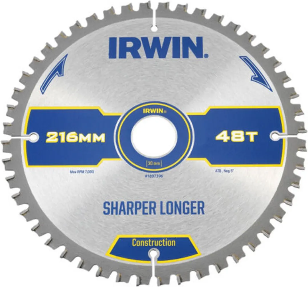 Irwin Construction Cirkelzaagblad 216mm 48T
