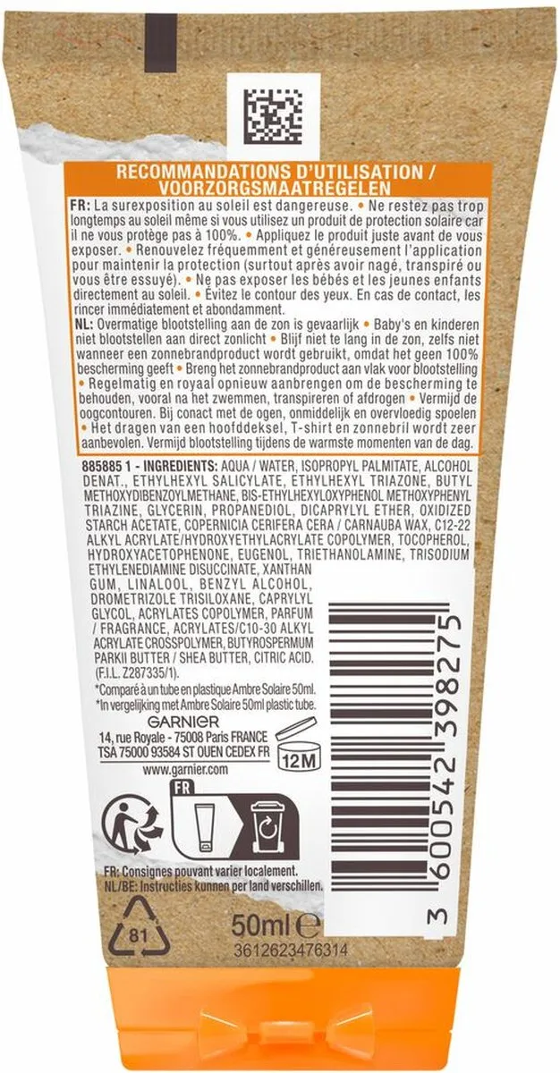 Garnier Ambre Solaire Reisformaat Zonnemelk SPF 50 - 50ml