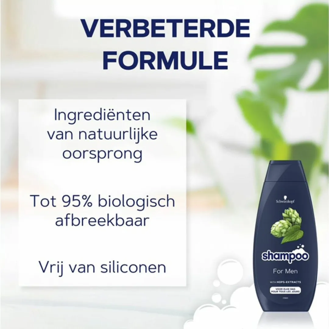 Schwarzkopf For Men Hop Extract Shampoo 400ml - 2 Stuks