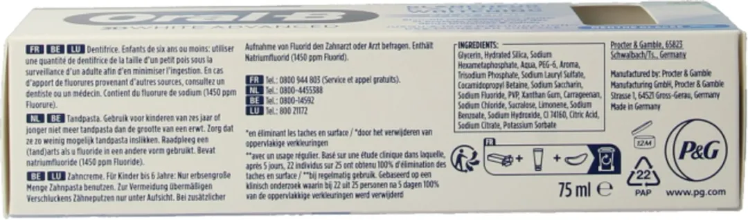 Oral-B 3DWhite Tandpasta Advanced Express 75ml