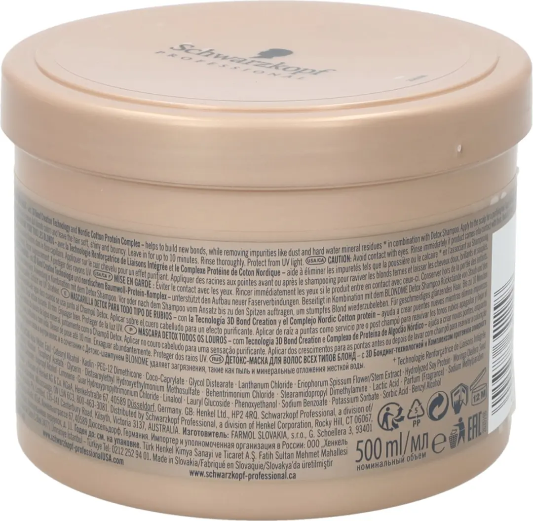 Schwarzkopf BlondMe Detox Keratine Haarmasker 200ml - Blond