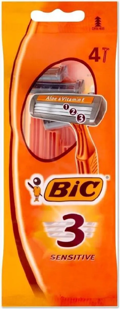 Bic 3 Sensitive Wegwerpscheermesjes - 3 Bladen - 4 Stuks