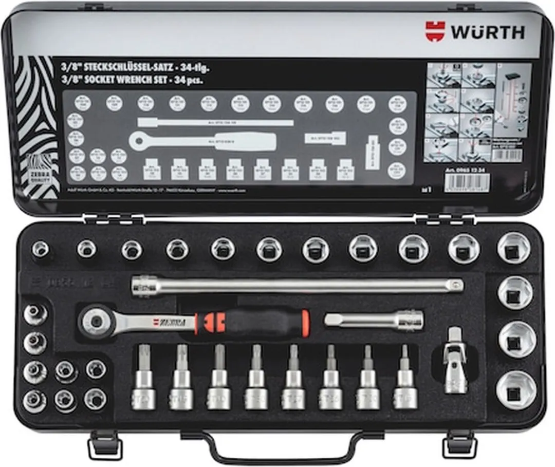 Würth 3/8" Dopsleutels Assortiment 34-delig