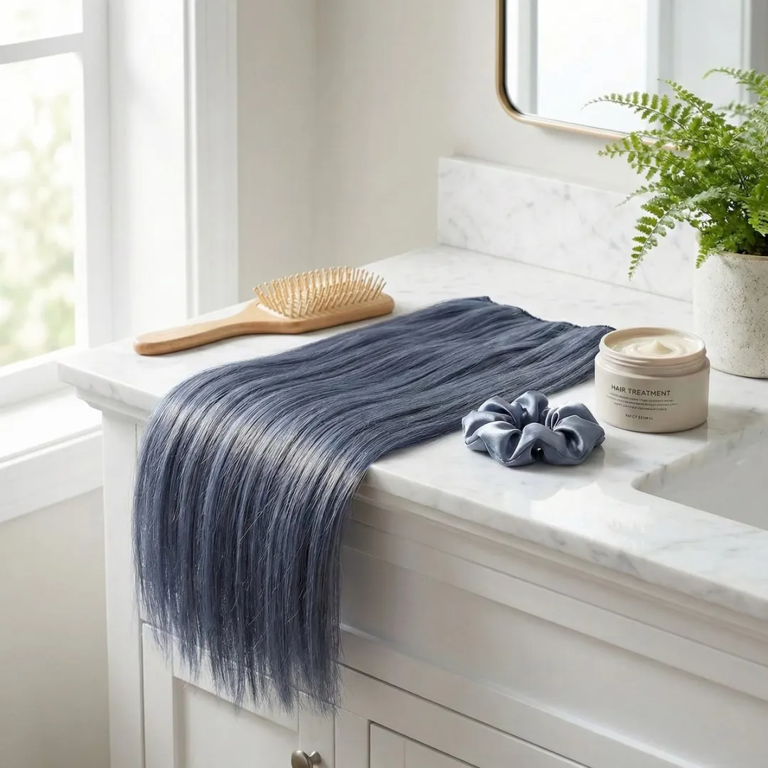 NuveX Blauw Clip-in Haar Extensies - Synthetisch - Blauw