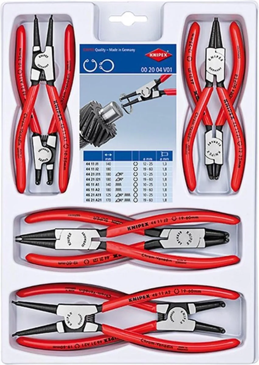 Knipex 002004V01 Borgveertangenset 8-delig - 12-25mm