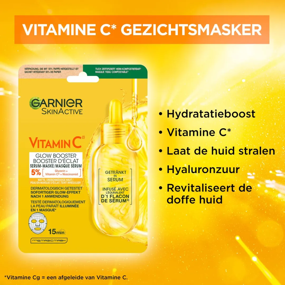 Garnier SkinActive Vitamine C Masker 28ml - Geel