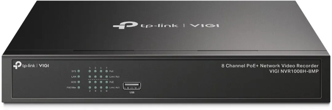 TP-Link VIGI NVR1008H-8MP NVR - 8 Kanalen - Zwart