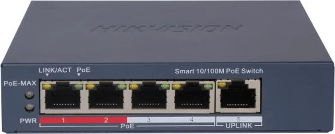 Hikvision DS-3E1105P-EI Pro 4-Poort POE Switch - Blauw