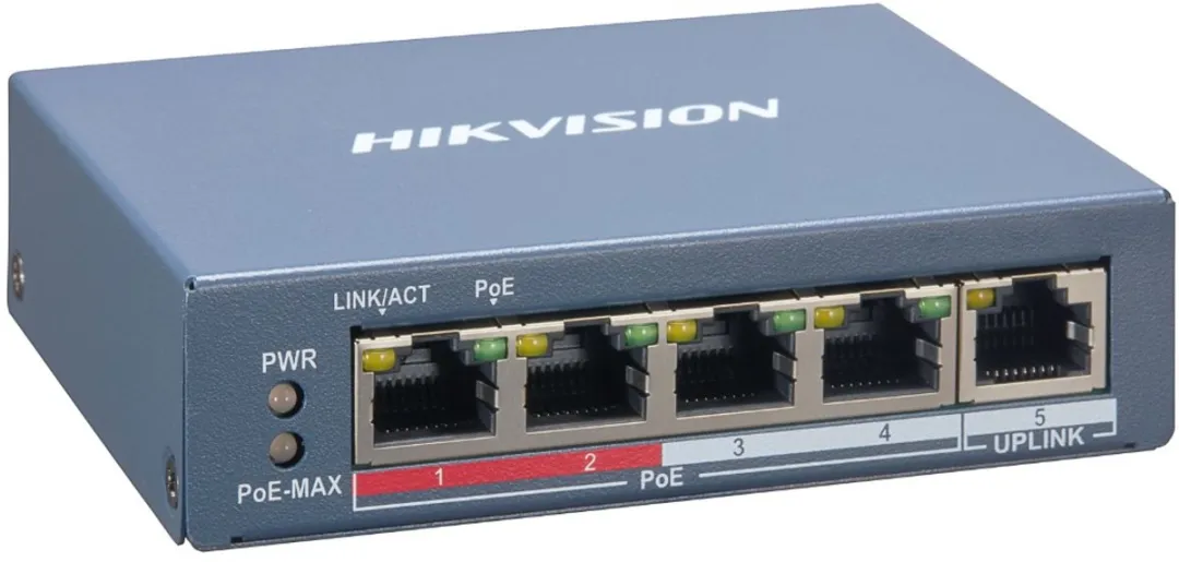 Hikvision DS-3E1105P-EI Pro 4-Poort POE Switch - Blauw