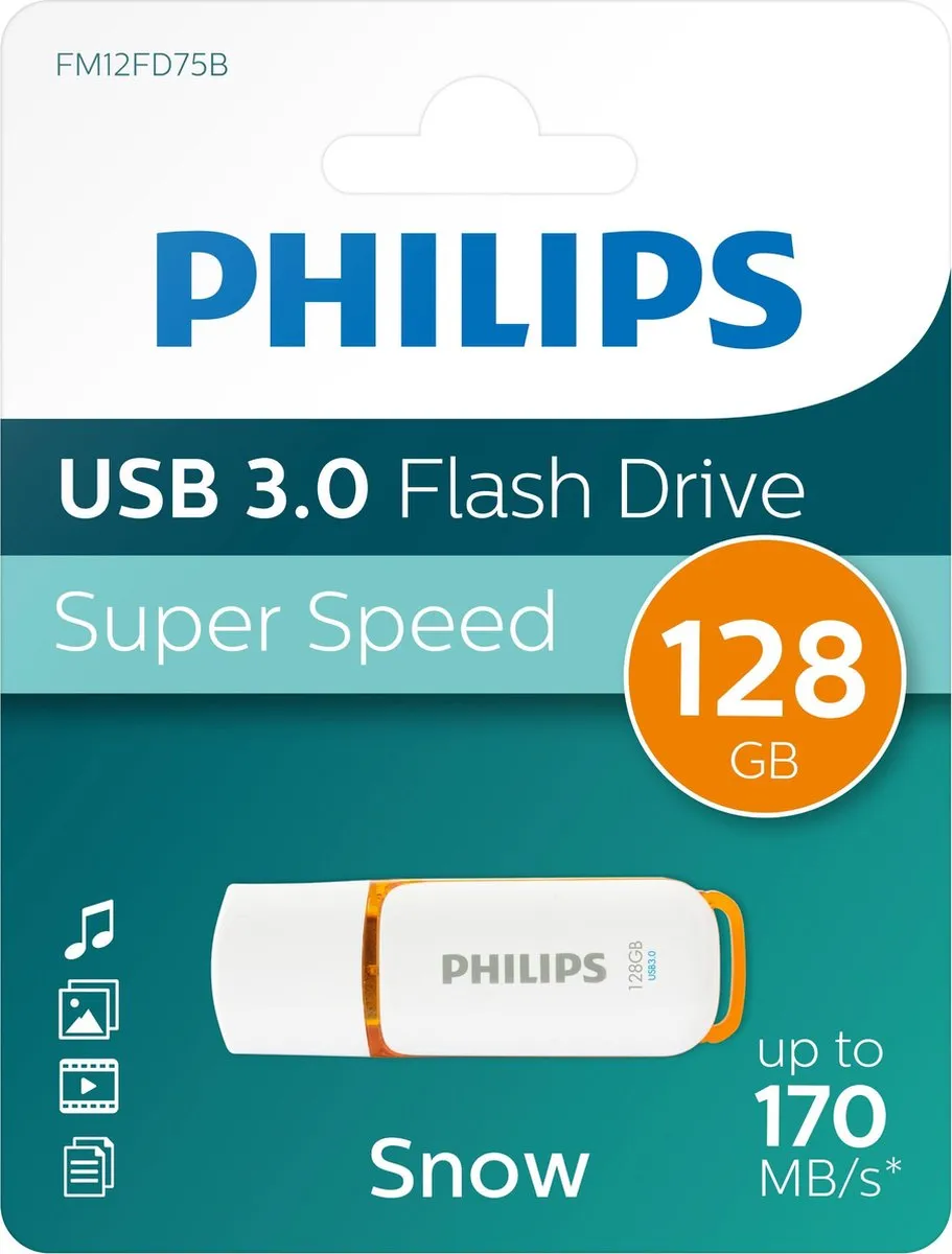 Philips FM12FD75B USB-Stick 128GB - Sunrise Orange/Wit