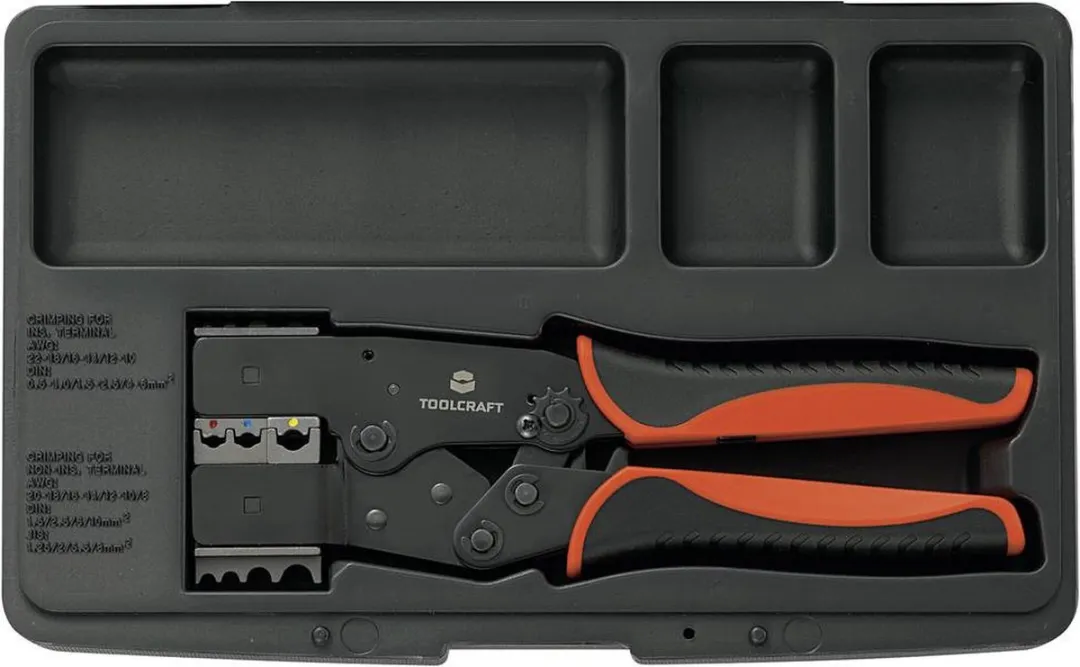 TOOLCRAFT 2-i-1 Krimptang - Geïsoleerde stekkers/kabelschoenen 0.5-10mm²