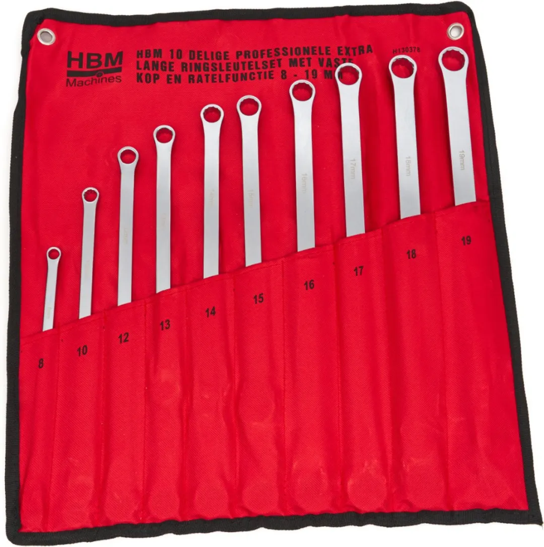 HBM 10-delige Ringsleutelset 8-19mm H130378