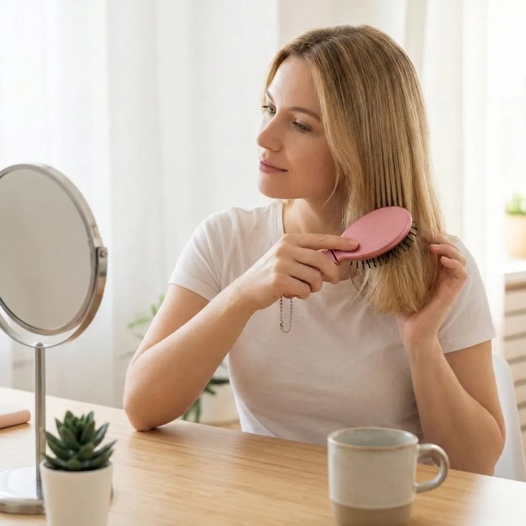 NUVEX Opvouwbare Reisborstel met Kam - Rosé Metallic
