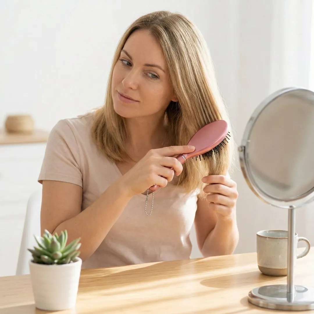 NUVEX Opvouwbare Reisborstel met Kam - Rosé Metallic