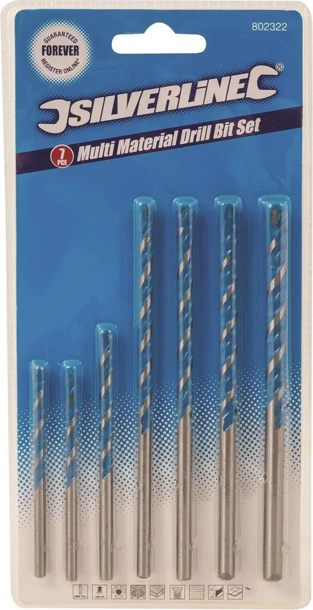 Silverline Multi-constructie Boorbitset 7-delig - Wolfraamcarbide
