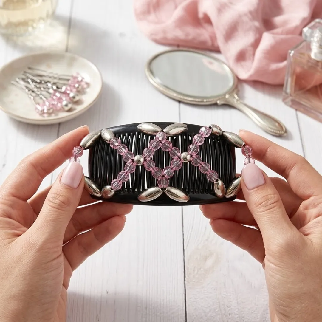 NuveX Magic Hair Clip Roze met Zilver - 1 Stuk