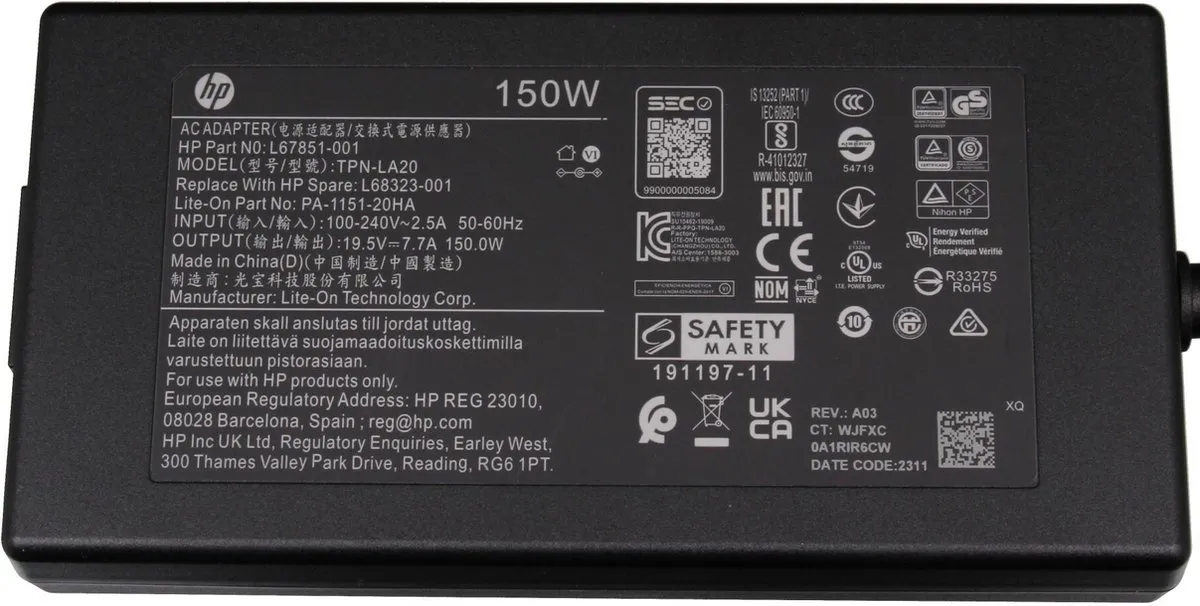 HP HSTNN-HA09 Oplader 150W - Laptop