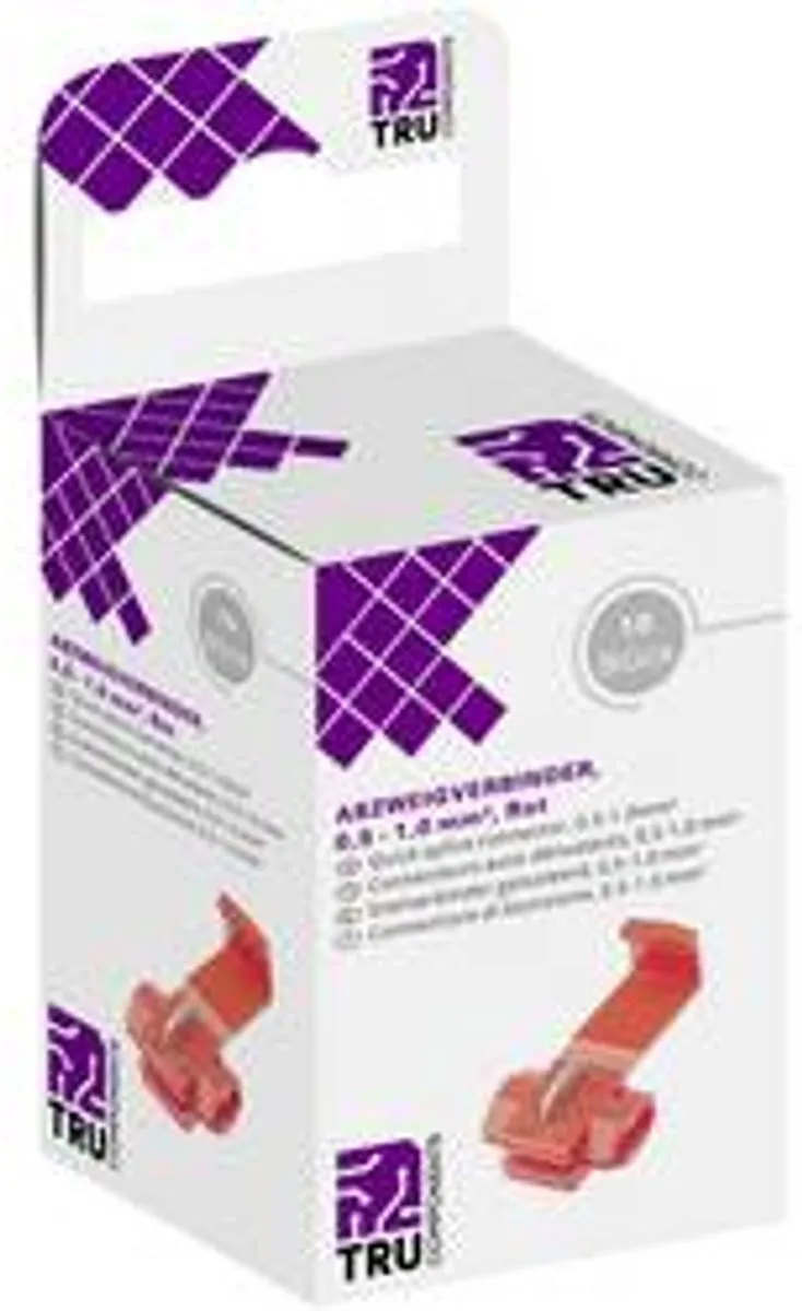 Tru Components T1904C036 Aftakconnector 2-polig - 0,5-1,0 mm² - 10 Stuks Rood