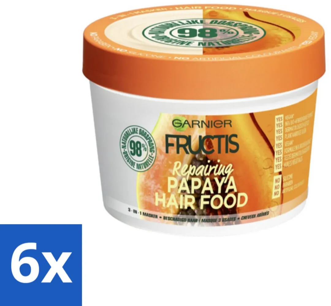 Garnier Fructis Hair Food Papaya Haarmasker 400ml - 6 Stuks