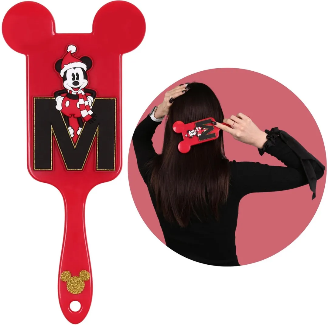 Disney Mickey Mouse Kersthaarborstel - Donkerroze