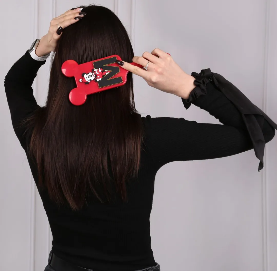 Disney Mickey Mouse Kersthaarborstel - Donkerroze