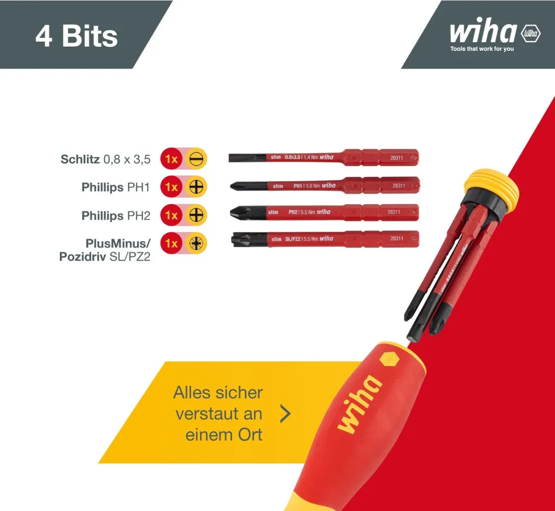 Wiha PocketMax Electric Schroevendraaier Set SB283109040 - 5 Stuks