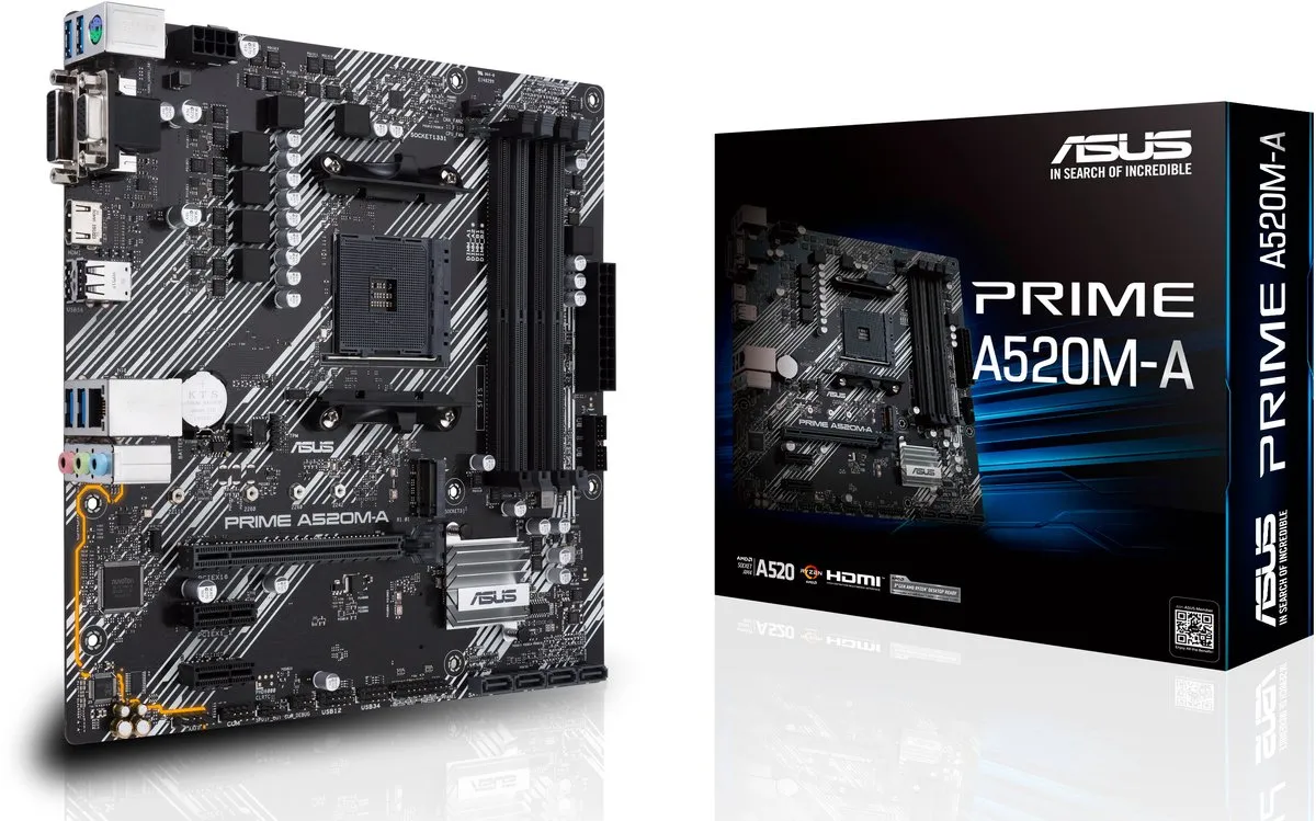 ASUS Prime A520M-A II/CSM AM4 Micro-ATX Moederbord - Zwart