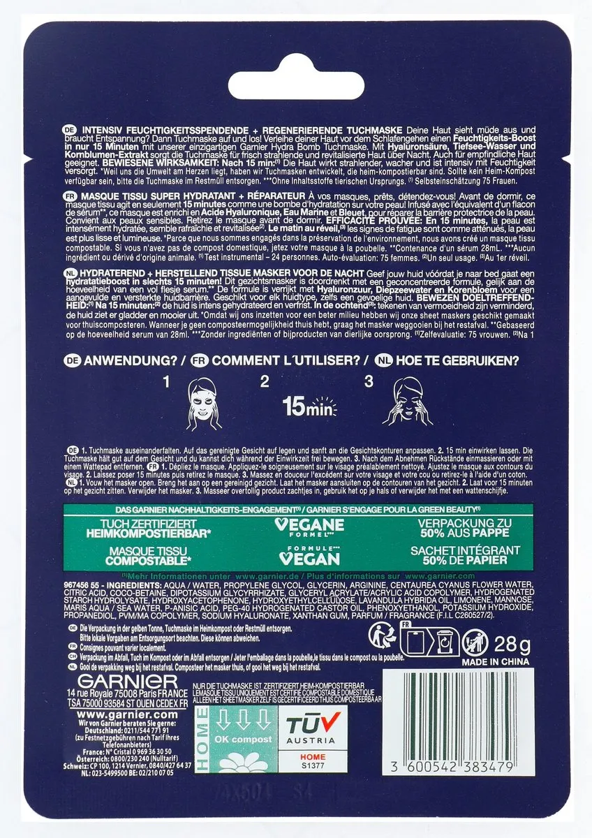 Garnier SkinActive Hydra Bomb Nachtmasker Korenbloem 28g