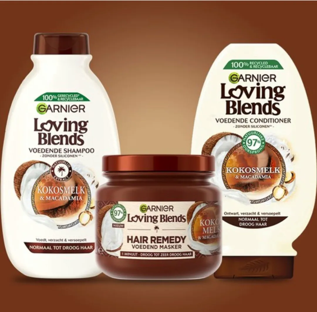 Garnier Loving Blends Kokosmelk & Macadamia Shampoo 3x300ml