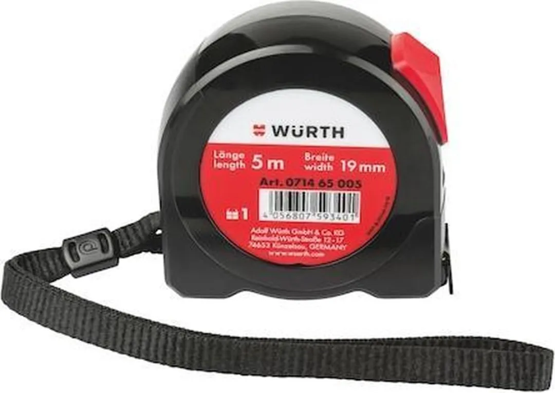 Würth Rolbandmaat 5m - Geel/Rood/Zwart
