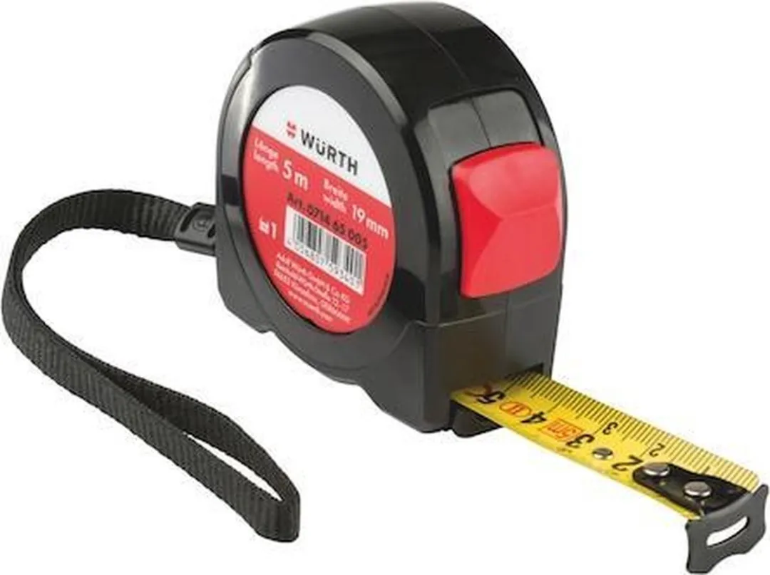 Würth Rolbandmaat 5m - Geel/Rood/Zwart