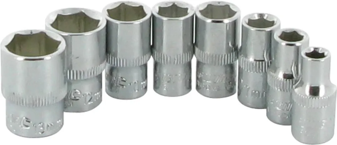 Silverline Metrische Dopsleutelset 5-13mm 8-delig - Chroom-vanadiumstaal