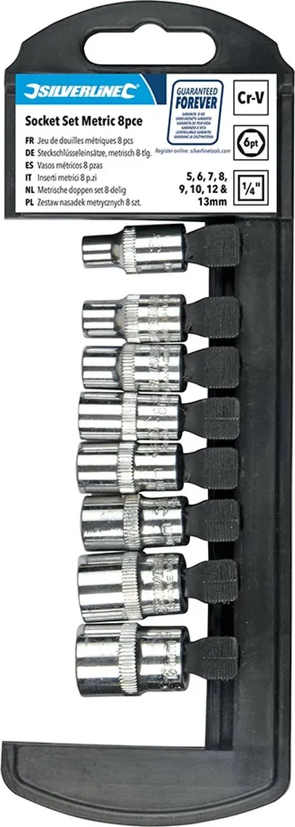 Silverline Metrische Dopsleutelset 5-13mm 8-delig - Chroom-vanadiumstaal - afbeelding 6 van 6