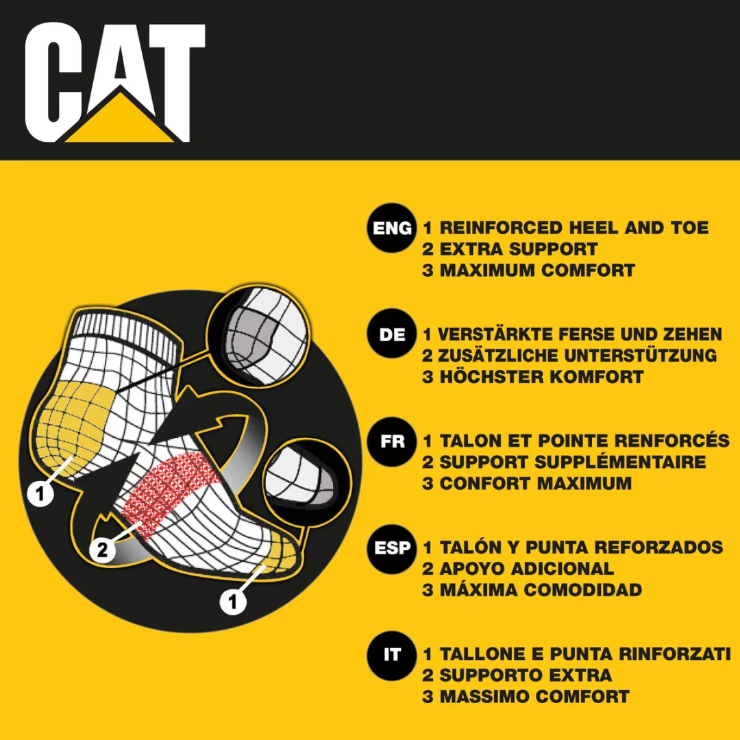 Caterpillar Heren Werk Sokken 6 Paar - Grijs - 47-50