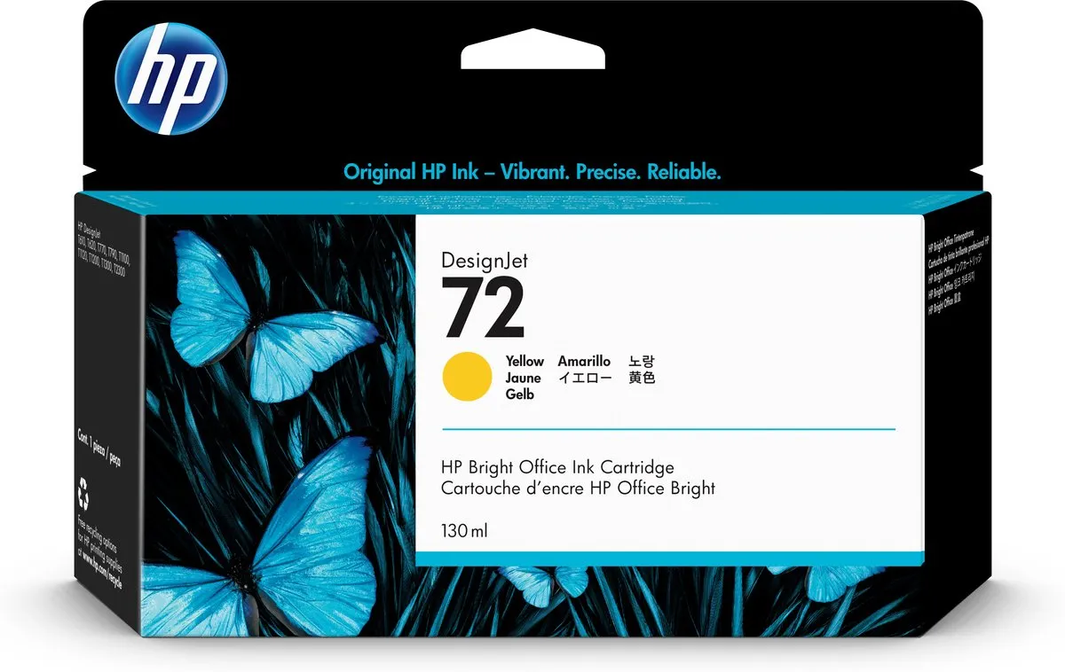 HP 72 Geel XL Inktcartridge - 130ml