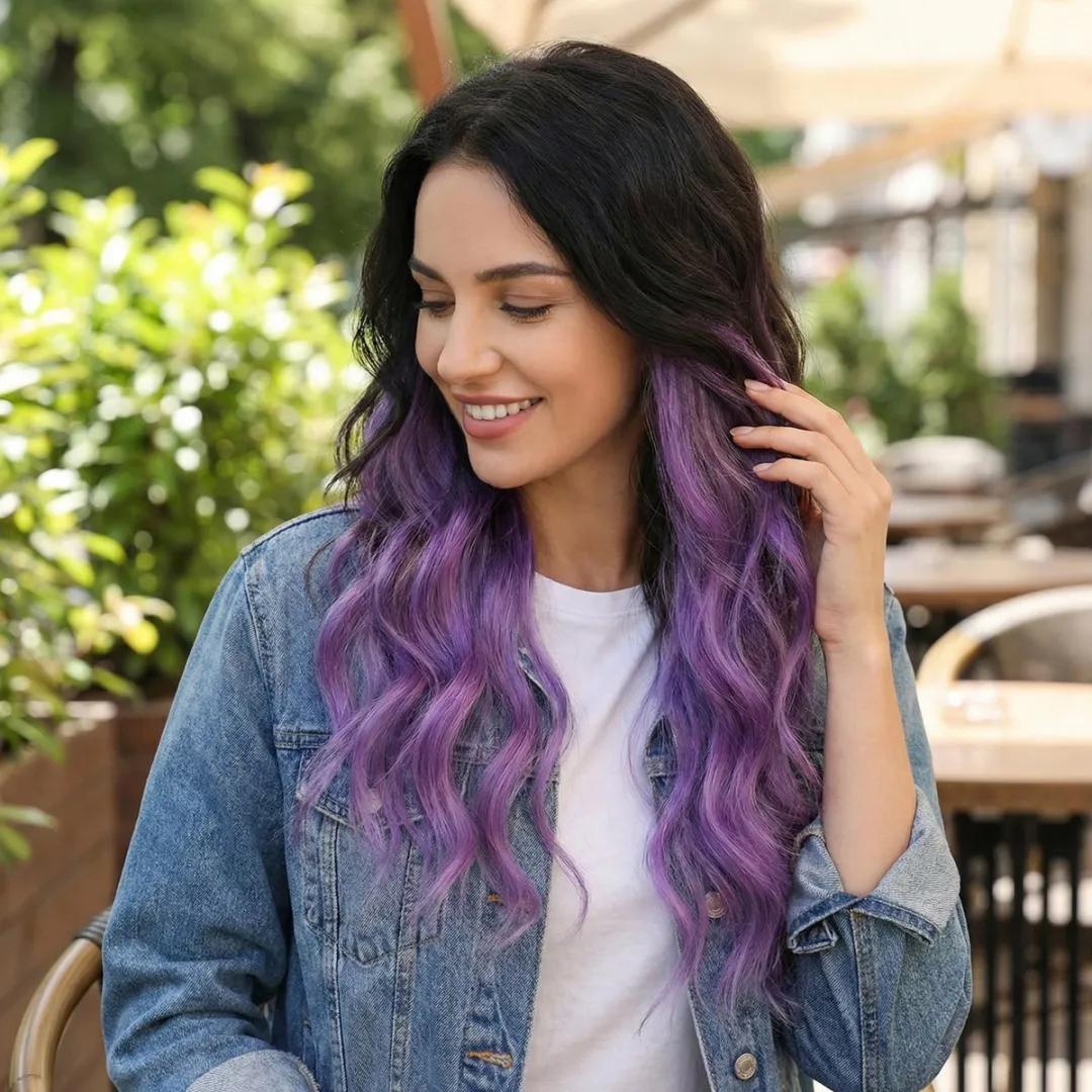 NuveX Paars Clip-in Haarextensions Golvend Synthetisch - 1 Stuk