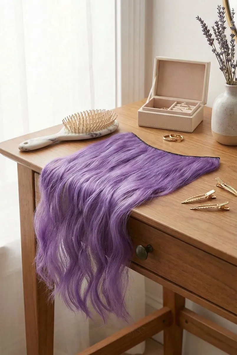 NuveX Paars Clip-in Haarextensions Golvend Synthetisch - 1 Stuk