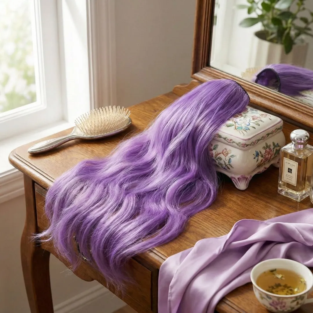 NuveX Paars Clip-in Haarextensions Golvend Synthetisch - 1 Stuk