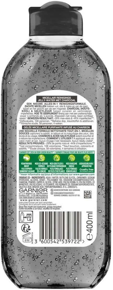 Garnier SkinActive Micellair Water Charcoal 1600ml (4x400ml)
