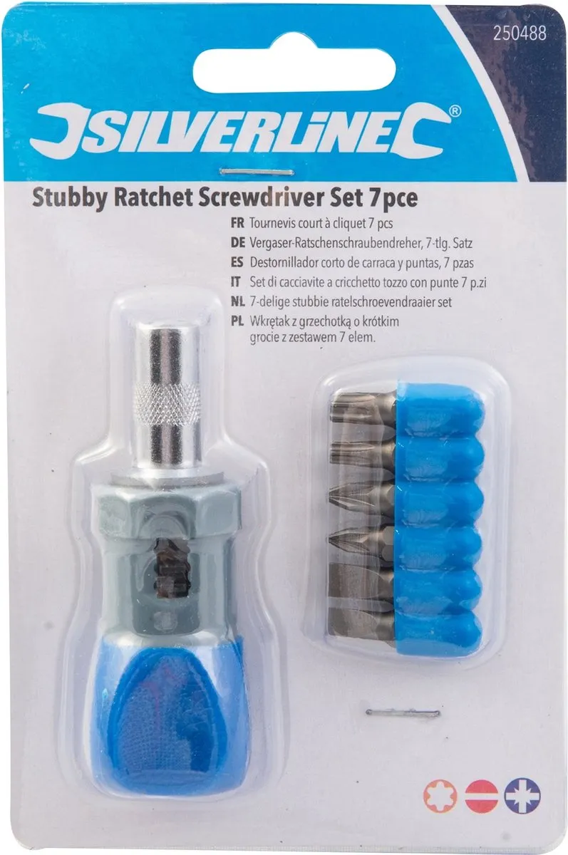 Silverline 250488 Ratelschroevendraaierset 7-delig - Blauw/Grijs
