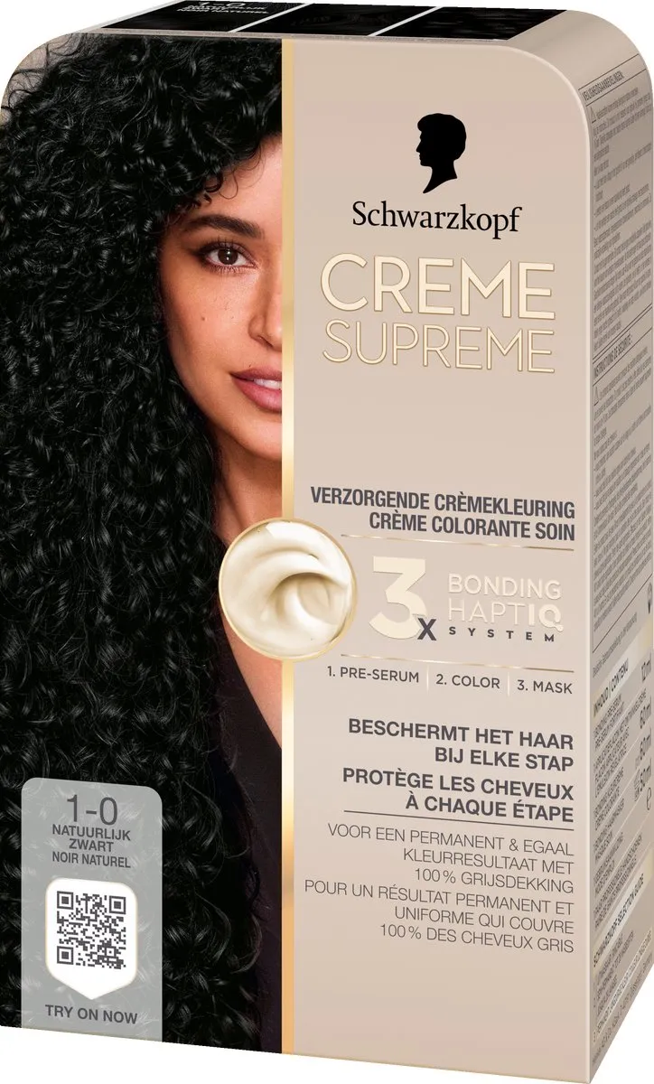 Schwarzkopf Creme Supreme 1-0 Haarkleuring Natuurlijk Zwart 245g