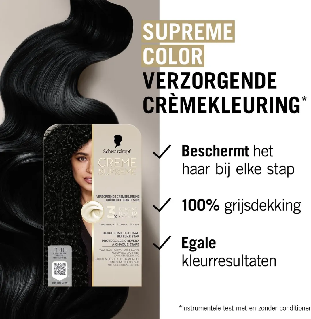 Schwarzkopf Creme Supreme 1-0 Haarkleuring Natuurlijk Zwart 245g