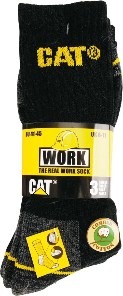 Caterpillar Werksokken - Zwart/Grijs - 41/45 - 3 Paar