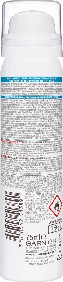 Garnier Ambre Solaire Over Make-up Super UV Mist SPF50 75ml