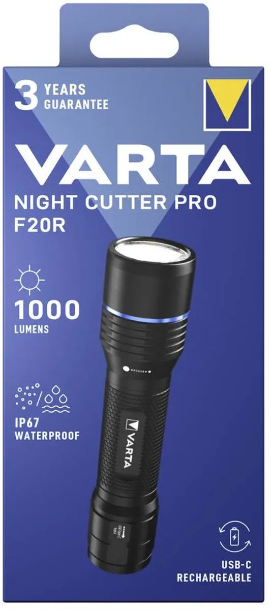 Varta Night Cutter Pro F20R Zaklamp 1000lm - Zwart