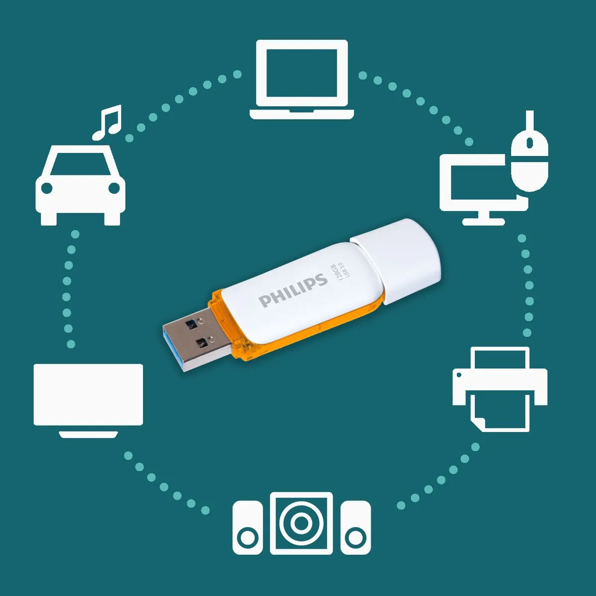 Philips USB Stick 3.0 Snow Edition FM12FD75B 128GB - Oranje