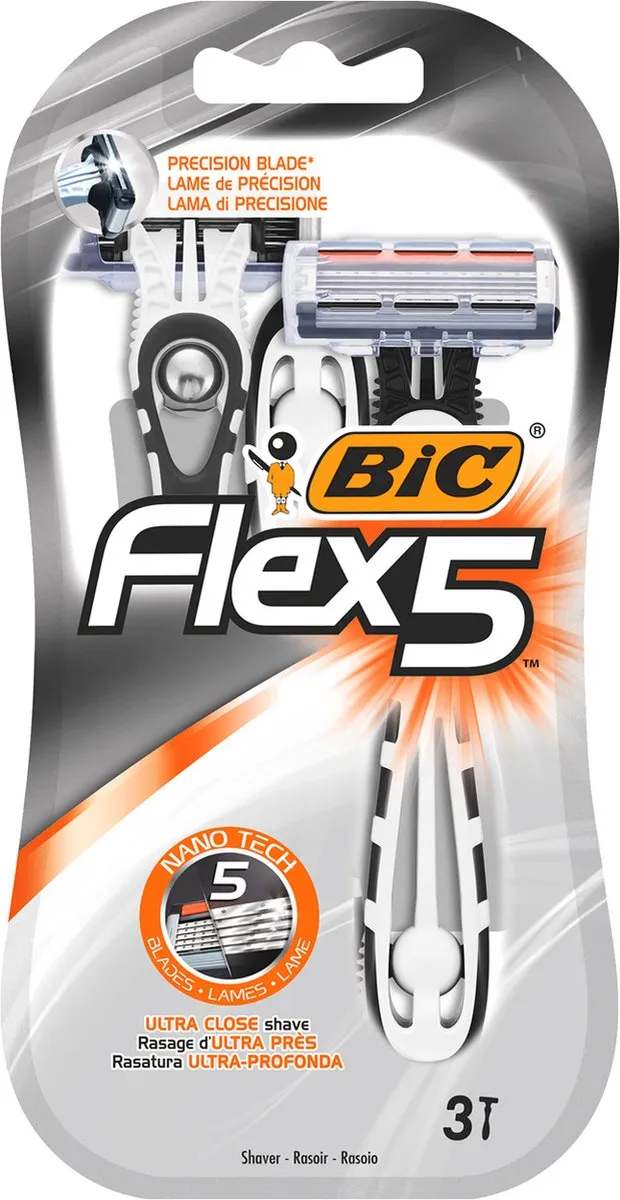 Bic Flex 5 Heren Scheermesjes 3 Stuks - 5 Bewegende Bladen