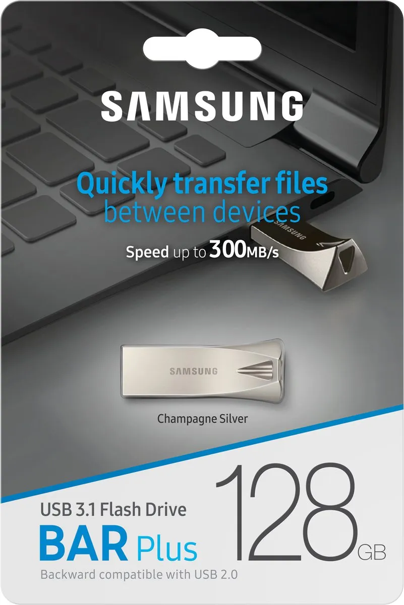 Samsung BAR Plus USB Stick 128GB - Zilver