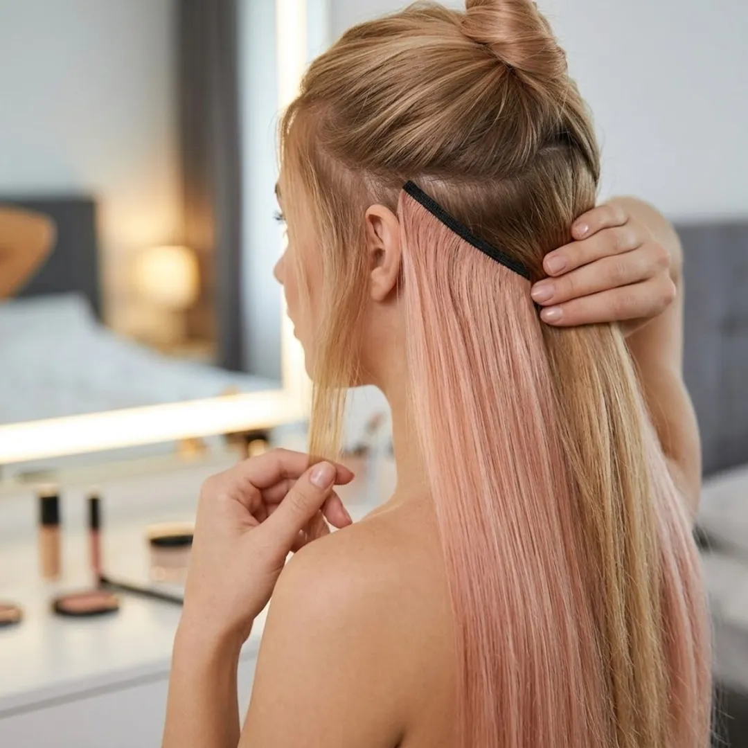 NuveX Hairextensions Clip-in Roze Kersenbloesem - Synthetisch