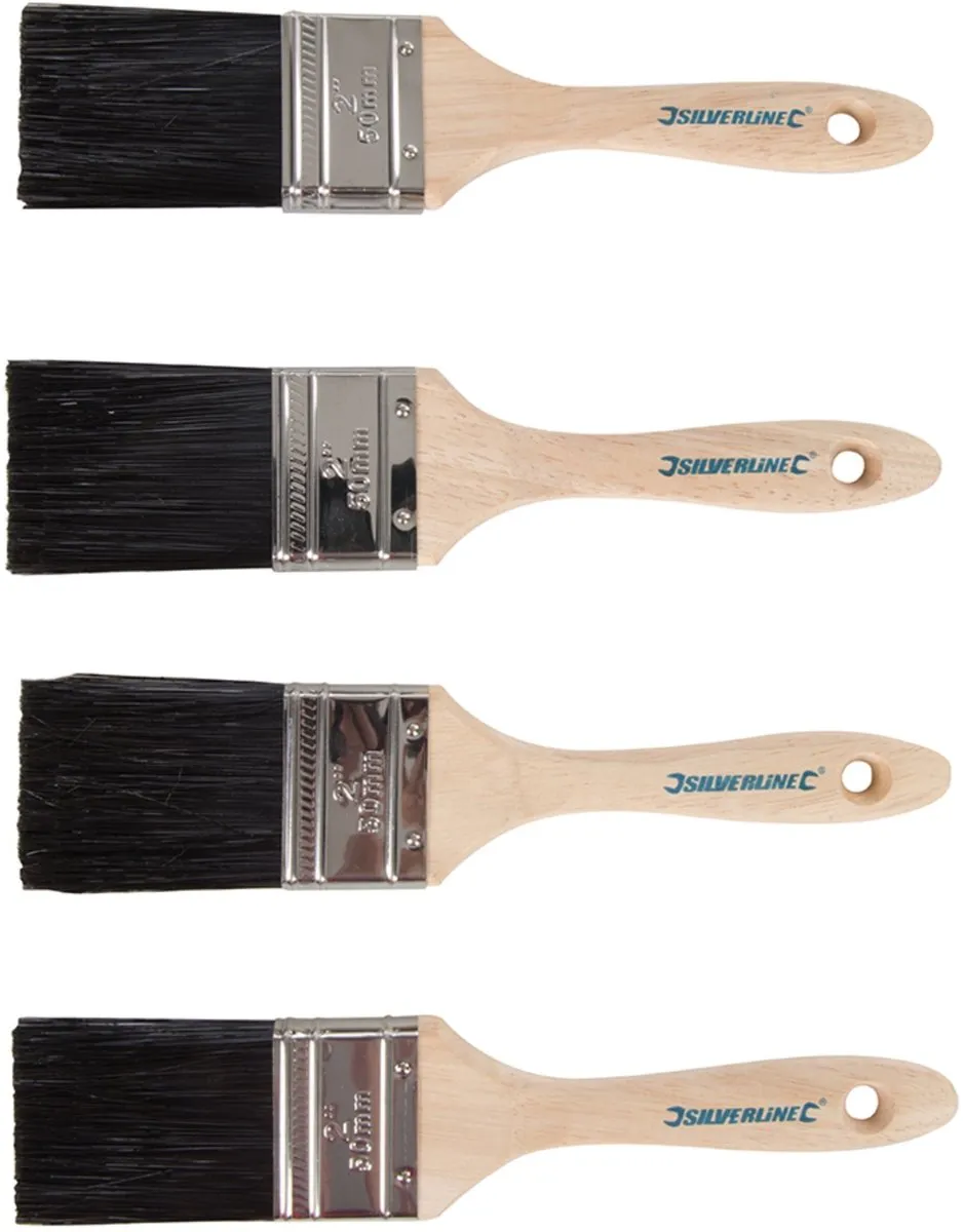 Silverline Synthetische Verfkwasten 50mm - 4 Stuks